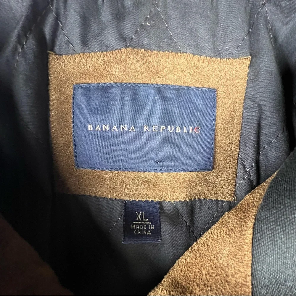 Vintage Banana Republic Suede Leather Jacket Mens Size XL Tan Moto Lined Y2K